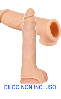 Yoxo Sexy Shop - Guaina realistica in silicone per pene e testicoli +5 cm. color carne