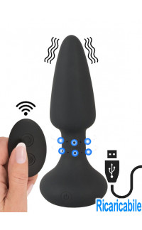 Yoxo Sexy Shop - Cuneo Anale Rotante e Vibrante in Silicone con Telecomando Wireless 14,2 x 3,9 cm. Nero