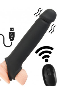 Yoxo Sexy Shop - Guaina Vibrante Telecomandata in Silicone Ricaricabile USB Allunga Pene +8 cm