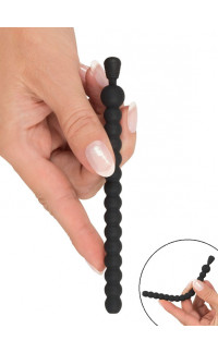 Yoxo Sexy Shop - Stimolatore Dilatatore Uretra a Tunnel con Rilievi in Silicone con Stopper 13 x 1 cm. Nero