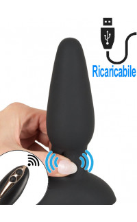 Yoxo Sexy Shop - Cuneo Anale in Silicone con Effetto Thumping sul Gambo 15 x 4,3 cm. con Telecomando Ricaricabile con USB Nero