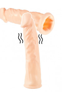 Yoxo Sexy Shop - Guaina vibrante allunga pene +2,5 cm. color carne 19 x 3,7 cm.