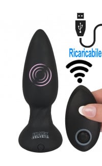 Yoxo Sexy Shop - Cuneo anale vibrante in silicone nero con telecomando wireless 14,2 x 4,1 cm.