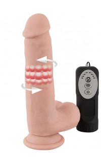 Yoxo Sexy Shop - Vibratore realistico rotante in silicone color carne 20 x 4,4 cm.