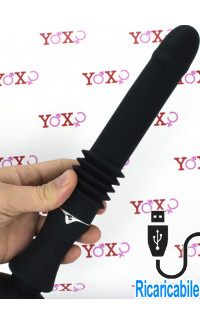 Yoxo Sexy Shop - Sex machine portatile con vibratore in silicone nero con ventosa 28,5 x 3,2 cm.