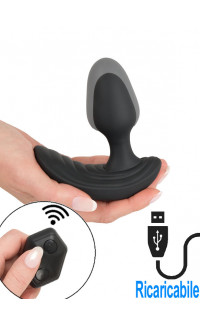 Yoxo Sexy Shop - Plug Anale Gonfiabile Vibrante Indossabile in Silicone con Telecomando 10,7 x 3,4 cm. Nero