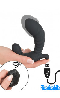 Yoxo Sexy Shop - Plug Gonfiabile Vibrante Indossabile in Silicone per Punto G o Punto P con Telecomando 12 x 3,6 cm. Nero