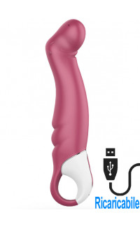Yoxo Sexy Shop - Satisfyer Petting Hippo Vibratore Punto G in Silicone Flessibile 23 x 4 cm. Fucsia Ricaricabile USB