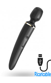 Yoxo Sexy Shop - Satisfyer Wand-er Women Massaggiatore in Silicone Nero 34 x 5,5 cm. Ricaricabile con USB