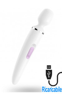 Yoxo Sexy Shop - Satisfyer Wand-er Women Massaggiatore in Silicone Bianco 34 x 5,5 cm. Ricaricabile con USB