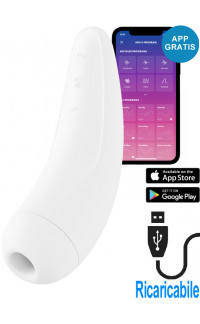 Yoxo Sexy Shop - Satisfyer Curvy 2+ Stimolatore per Clitoride con Onde di Pressione in Silicone Bianco