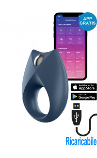 Yoxo Sexy Shop - Satisfyer Royal One Anello Fallico Vibrante in Silicone Blu Controllabile da APP Ricaricabile USB