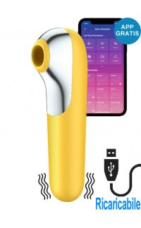 Yoxo Sexy Shop - Satisfyer Dual Love Vibratore e Stimolatore con Onde di Pressione 2 in 1 in Silicone Giallo Ricaricabile USB