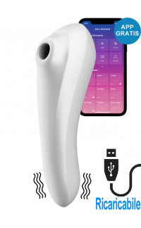 Yoxo Sexy Shop - Satisfyer Dual Pleasure Vibratore e Stimolatore con Onde di Pressione 2 in 1 in Silicone Bianco Ricaricabile USB