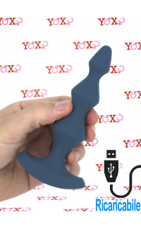 Yoxo Sexy Shop - Satisfyer Lolli-Plug 1 Cuneo Anale Vibrante in Silicone 14 x 2,8 cm. Grigio Scuro Ricaricabile USB