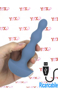 Yoxo Sexy Shop - Satisfyer Lolli-Plug 2 Cuneo Anale Vibrante in Silicone 14 x 2,8 cm. Grigio Chiaro Ricaricabile USB