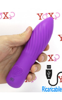 Yoxo Sexy Shop - Vibratore a spirale in silicone viola doppia impugnatura ricaricabile con USB 16,5 x 4 cm.