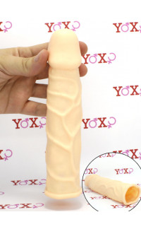Yoxo Sexy Shop - ORGASM GENERATOR Guaina Fallica Vibrante in Silicone Color Carne 18,5 x 4,5 cm.