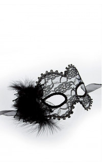 Yoxo Sexy Shop - Burlesque Maschera Venetian in Pizzo Trasparente e Piume