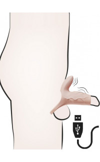 Yoxo Sexy Shop - Guaina Fallica Vibrante con Punta Scoperta, Aggancio per Testicoli e Stimolatore clitorideo vibrante Ricaricabile USB