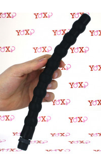 Yoxo Sexy Shop - Soffione per lavaggio anale in silicone nero con 8 sfere e attacco universale 29 x 2,5 cm.