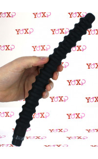 Yoxo Sexy Shop - Soffione per lavaggio anale in silicone nero con 16 rilievi e attacco universale 31 x 2,9 cm.