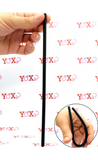 Yoxo Sexy Shop - Sonda dilatatore uretra flessibile in silicone nero 24 x 0,6 cm.