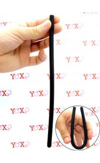 Yoxo Sexy Shop - Sonda dilatatore uretra flessibile in silicone nero 24 x 0,8 cm.