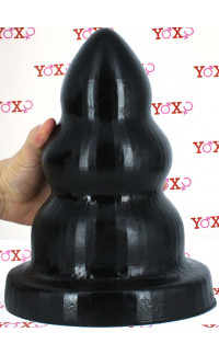 Yoxo Sexy Shop - Cuneo anale gigante All Black progressivo multifaccia 26 x 15 cm.
