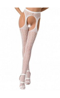 Yoxo Sexy Shop - Collant sexy bianchi con ricami a foglioline - Taglia unica elasticizzata (Tg. 36-46)
