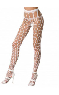 Yoxo Sexy Shop - Collant sexy bianchi a rete maglia larga - Taglia unica elasticizzata (Tg. 36-46)