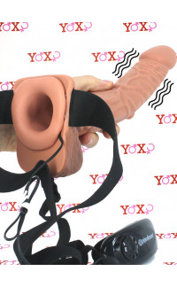 Yoxo Sexy Shop - Fallo Indossabile Strapon Cavo con Testicoli per Uomo Vibrante 23 x 4,5 cm.