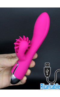 Yoxo Sexy Shop - Vibratore Rabbit Riscaldante con Lingue Lecca Clitoride 19 x 3,5