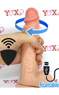 Yoxo Sexy Shop - Omaggio vibratore rotante realistico wireless ricaricabile color carne con ventosa 20,5 x 4 cm.