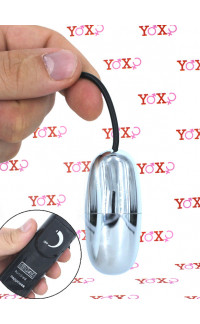 Yoxo Sexy Shop - Ovulo vibrante multivelocità telecomandato color argento 5,8 x 2,5 cm.