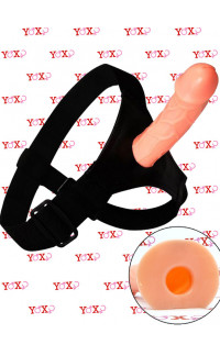 Yoxo Sexy Shop - Fallo indossabile cavo color carne con imbracatura 16 x 4 cm.
