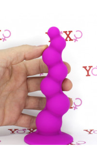 Yoxo Sexy Shop - Cuneo anale in silicone fucsia a 7 bolle 15 x 3,5 cm.