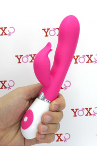Yoxo Sexy Shop - Vibratore rabbit fucsia in silicone con 30 vibrazioni 20,5 x 3,2 cm.