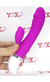 Yoxo Sexy Shop - David - Vibratore rabbit fucsia in silicone con setole stimola clitoride 18,8 x 3,5 cm.