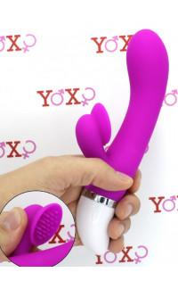 Yoxo Sexy Shop - Vibratore rabbit in silicone viola con setole stimola clitoride 18,8 x 3,5 cm.