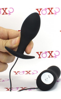 Yoxo Sexy Shop - Cuneo anale vibrante da passeggio in puro silicone nero 8,5 x 3,1 cm.
