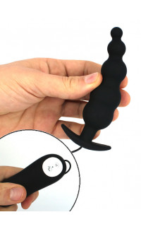 Yoxo Sexy Shop - Cuneo Anale Progressivo Vibrante in Puro Silicone Nero da Passeggio 11,8 x 3 cm.