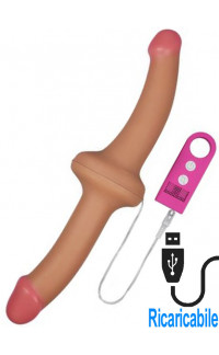 Yoxo Sexy Shop - Vibratore Doppio Curvo 30,5 x 3 cm. Ricaricabile USB in Silicone color Carne