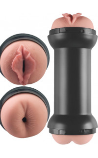 Yoxo Sexy Shop - Masturbatore Doppio a Forma di Vagina e Ano Penetrabili in TPE 22 x 6 cm.