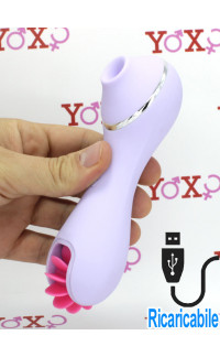 Yoxo Sexy Shop - Succhia e lecca clitoride lilla 2 in 1 riscaldante con rotella lecca clitoride e funzione risucchio ricaricabile USB