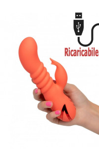 Yoxo Sexy Shop - Vibratore Rabbit Ricaricabile USB in Silicone Arancione 11,5 x 3,75 cm.