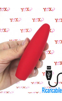 Yoxo Sexy Shop - Red Hot Flame - Mini Vibratore in Silicone Impermeabile 11 x 3,2 cm. Rosso Ricaricabile USB
