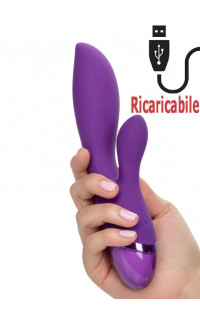 Yoxo Sexy Shop - Vibratore rabbit Dual Lover in silicone viola ricaricabile USB 20,2 x 4,5 cm.