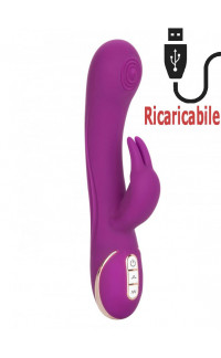 Yoxo Sexy Shop - Vibratore Rabbit in Silicone Viola con Pulsazione e Bunny 25 x 4,5 cm.