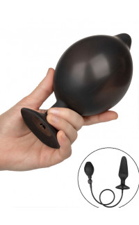 Yoxo Sexy Shop - Cuneo anale gonfiabile in silicone nero con pompa removibile 16 x 4,5 cm.